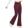 imagebaleaf Womens Fleece Lined Pants Winter Thermal Water Resistant Crossover Flare Leggings Warm Bootcut Hiking OutdoorWine Red