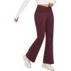 imagebaleaf Womens Fleece Lined Pants Winter Thermal Water Resistant Crossover Flare Leggings Warm Bootcut Hiking OutdoorWine Red