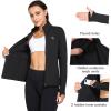 imagebaleaf Womens Fleece Running Jacket Water Resistant Full Zip Winter Cold Weather Gear Thermal Cycling Workout JacketsBlack
