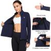 imagebaleaf Womens Fleece Running Jacket Water Resistant Full Zip Winter Cold Weather Gear Thermal Cycling Workout JacketsDark Blue