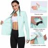 imagebaleaf Womens Fleece Running Jacket Water Resistant Full Zip Winter Cold Weather Gear Thermal Cycling Workout JacketsGreen
