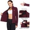 imagebaleaf Womens Fleece Running Jacket Water Resistant Full Zip Winter Cold Weather Gear Thermal Cycling Workout JacketsWine Red