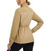 imagebaleaf Womens Golf Quilted Jackets Winter Lightweight Warm Stand Collar Water Resistant Puffer Jacket 4 PocketsBrown