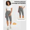 imagebaleaf Womens Knee Length Capri Leggings with Pockets Stretch Casual Exercise Summer Yoga Workout PantsDark Gray