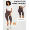 imagebaleaf Womens Knee Length Capri Leggings with Pockets Stretch Casual Exercise Summer Yoga Workout PantsSeal Brown