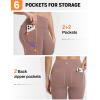imagebaleaf Womens Leggings with 6 Pockets 25 High Waisted Workout Yoga Tummy Control 78 Ankle PantsBrown