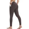 imagebaleaf Womens Leggings with 6 Pockets 25 High Waisted Workout Yoga Tummy Control 78 Ankle PantsDark Brown