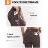 imagebaleaf Womens Leggings with 6 Pockets 25 High Waisted Workout Yoga Tummy Control 78 Ankle PantsDark Brown