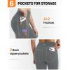 imagebaleaf Womens Leggings with 6 Pockets 25 High Waisted Workout Yoga Tummy Control 78 Ankle PantsDark Gray