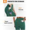 imagebaleaf Womens Leggings with 6 Pockets 25 High Waisted Workout Yoga Tummy Control 78 Ankle PantsDark Green