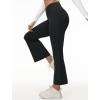 imagebaleaf Womens Petite Flare Leggings Tummy Control Crossover High Waisted Yoga Pants with Pockets Work Casual 27quotBlack