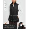 imagebaleaf Womens Puffer Drawstring Vest Lightweight Winter Warm Stand Collar Quilted Golf Vests Water Resistant Zip PocketsBlack