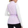 imagebaleaf Womens Puffer Drawstring Vest Lightweight Winter Warm Stand Collar Quilted Golf Vests Water Resistant Zip PocketsLight Purple