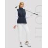 imagebaleaf Womens Puffer Drawstring Vest Lightweight Winter Warm Stand Collar Quilted Golf Vests Water Resistant Zip PocketsNavy Blue