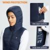 imagebaleaf Womens Puffer Vest Hooded Running Vests Slim Fit Fleece Sleeveless Lightweight Jacket Fall WinterNavy Blue