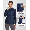 imagebaleaf Womens Running Winter Jacket with Hood Warm Lightweight Insulated Hybrid Jackets Puffer Zip Pockets Hiking SkiingNavy Blue