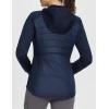 imagebaleaf Womens Running Winter Jacket with Hood Warm Lightweight Insulated Hybrid Jackets Puffer Zip Pockets Hiking SkiingNavy Blue
