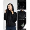 imagebaleaf Womens Sherpa Fleece Lined Jakcets with Hood Button Down Drawstring Winter Casual Warm Coat with PocketsBlack