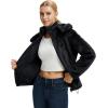 imagebaleaf Womens Sherpa Fleece Lined Jakcets with Hood Button Down Drawstring Winter Casual Warm Coat with PocketsBlack
