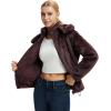 imagebaleaf Womens Sherpa Fleece Lined Jakcets with Hood Button Down Drawstring Winter Casual Warm Coat with PocketsDark Brown