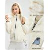 imagebaleaf Womens Sherpa Fleece Lined Jakcets with Hood Button Down Drawstring Winter Casual Warm Coat with PocketsWhite