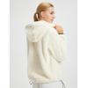 imagebaleaf Womens Sherpa Fleece Lined Jakcets with Hood Button Down Drawstring Winter Casual Warm Coat with PocketsWhite