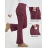 imagebaleaf Womens Thick Fleece Lined Pants Flare Leg Winter Snow Water Resistant Cargo Pockets High Waisted WarmWine Red