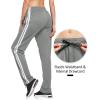 imagebaleaf Womens Track Pants Athletic Jogging Sweatpants Zipper Pockets WarmUp Sports Running PantsLight GrayWhite