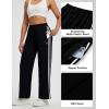 imagebeleaf Womens Fleece Lined Track Pants Wide Leg Pants with Zipper Pockets Loose Fit Sweatpants Drawstring Travel Casual WorkBlack With White Stripes