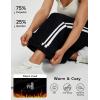 imagebeleaf Womens Fleece Lined Track Pants Wide Leg Pants with Zipper Pockets Loose Fit Sweatpants Drawstring Travel Casual WorkBlack With White Stripes