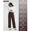 imagebeleaf Womens Fleece Lined Track Pants Wide Leg Pants with Zipper Pockets Loose Fit Sweatpants Drawstring Travel Casual WorkDark Brown