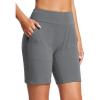 imagebaleaf 8quot Bermuda Long Shorts for Women Cotton Athletic Sweat Tummy Control Casual Lounge SummerGrey