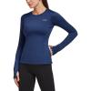 imagebaleaf Thermal Shirts for Women Long Sleeve Fleece Tops Running Workout Cold Weather Gear Compression Zipper PocketNavy