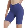 imagebaleaf Women 8quot Biker Shorts with Pockets High Waisted Workout Short Tummy Control Yoga Gym Spandex Running VolleyballNavy Blue