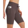 imagebaleaf Women 8quot Biker Shorts with Pockets High Waisted Workout Short Tummy Control Yoga Gym Spandex Running VolleyballSeal Brown