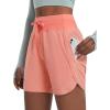 imagebaleaf Womens 5quot Workout Shorts Athletic Running Shorts High Waisted with Zipper Pocket Gym Quick Dry Hiking SportsCoral