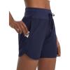 imagebaleaf Womens 5quot Workout Shorts Athletic Running Shorts High Waisted with Zipper Pocket Gym Quick Dry Hiking SportsNavy