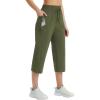 imagebaleaf Womens Athletic Capri Pants Lightweight Quick Dry Stretch Zipper Pocket Travel Casual Outdoor UPF 50Army Green