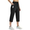 imagebaleaf Womens Athletic Capri Pants Lightweight Quick Dry Stretch Zipper Pocket Travel Casual Outdoor UPF 50Black