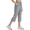imagebaleaf Womens Athletic Capri Pants Lightweight Quick Dry Stretch Zipper Pocket Travel Casual Outdoor UPF 50Gray