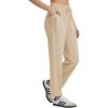 imagebaleaf Womens Athletic Running Pants Stretch Quick Dry Zipper Pocket High Waisted Sweatpants Hiking Walking UPF 50Khaki