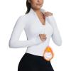 imagebaleaf Womens Fleece Jacket for Running Zip Up Jackets Cold Weather Gear Workout Bbl Tights YogaWhite
