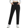 imagebaleaf Womens Fleece Lined Pants Stretch Business Casual with 5 Pockets Travel Petite Work Thermal Pants Winter SweatpantsBlack