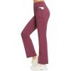 imagebaleaf Womens Fleece Lined Pants Yoga Pants Warm Thermal Winter High Waisted Straight Leg Leggings with 6 PocketsWine Red