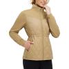 imagebaleaf Womens Golf Quilted Jackets Winter Lightweight Warm Stand Collar Water Resistant Puffer Jacket 4 PocketsBrown