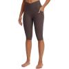 imagebaleaf Womens Knee Length Capri Leggings with Pockets Stretch Casual Exercise Summer Yoga Workout PantsSeal Brown