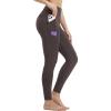imagebaleaf Womens Leggings with 6 Pockets 25 High Waisted Workout Yoga Tummy Control 78 Ankle PantsDark Brown