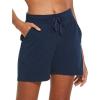 imagebaleaf Womens Lounge Shorts Cotton Sweat Athletic Shorts with Pockets High Waist Summer CasualNavy Blue