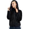 imagebaleaf Womens Sherpa Fleece Lined Jakcets with Hood Button Down Drawstring Winter Casual Warm Coat with PocketsBlack