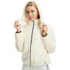 imagebaleaf Womens Sherpa Fleece Lined Jakcets with Hood Button Down Drawstring Winter Casual Warm Coat with PocketsWhite